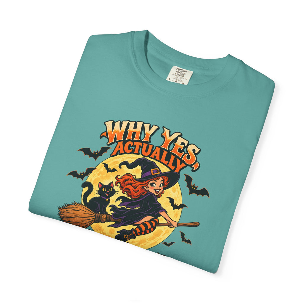 Witch Broom Halloween T-Shirt — "Why Yes Actually I Can Drive A Stick"