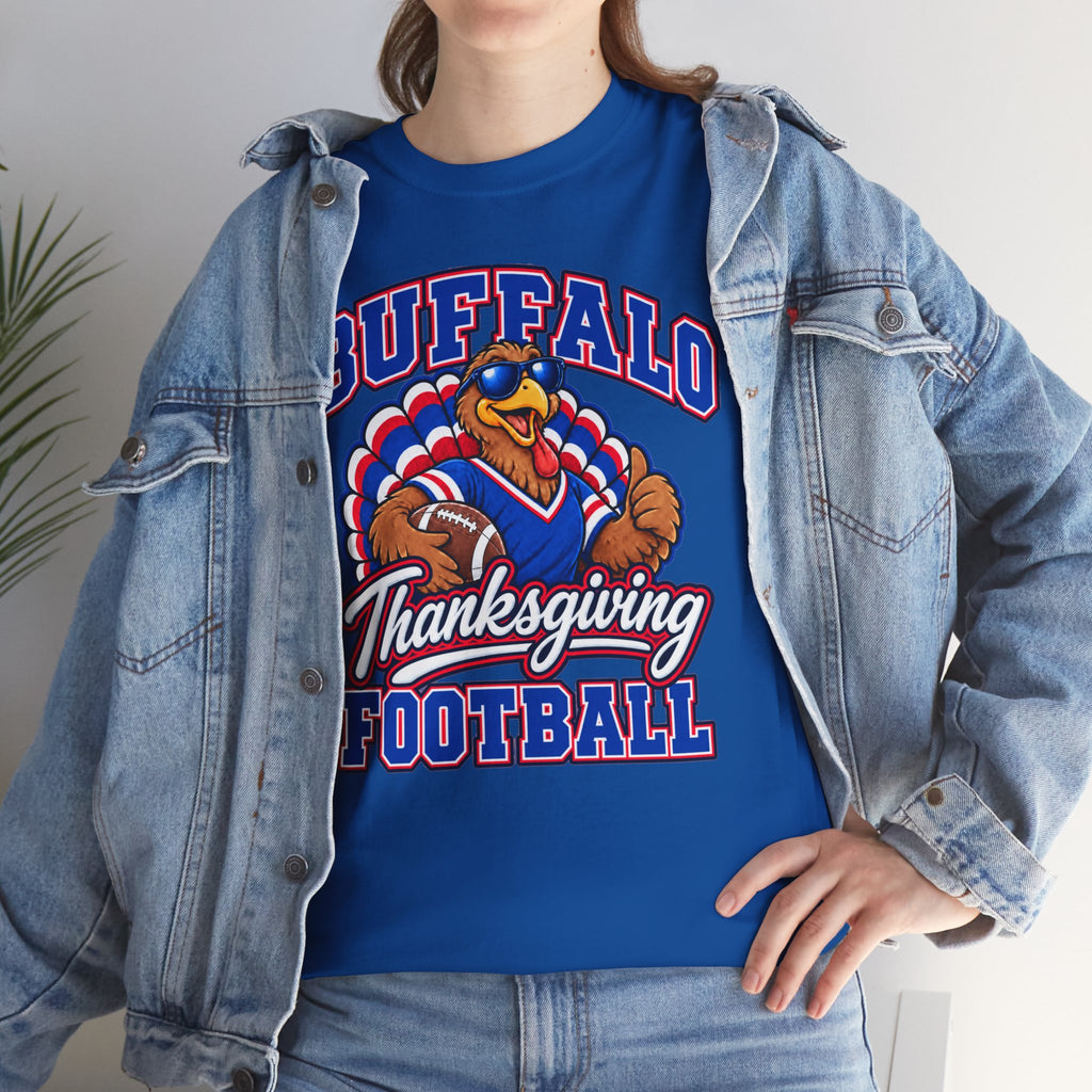Buffalo Thanksgiving Football T-Shirt — Turkey Mascot Game Day Tee