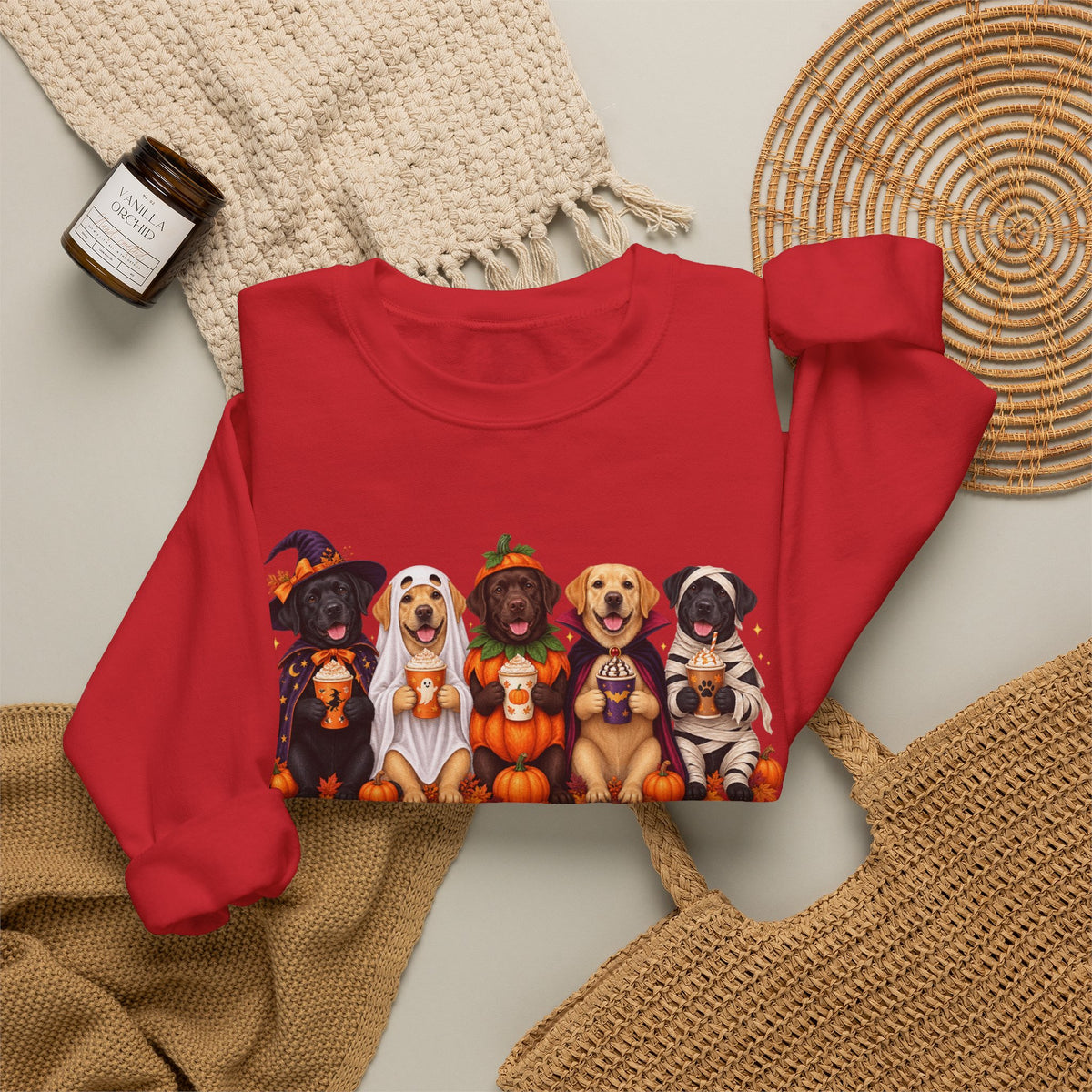 Halloween Dogs Crewneck Sweatshirt — Cute Puppies in Costumes Fall Pullover