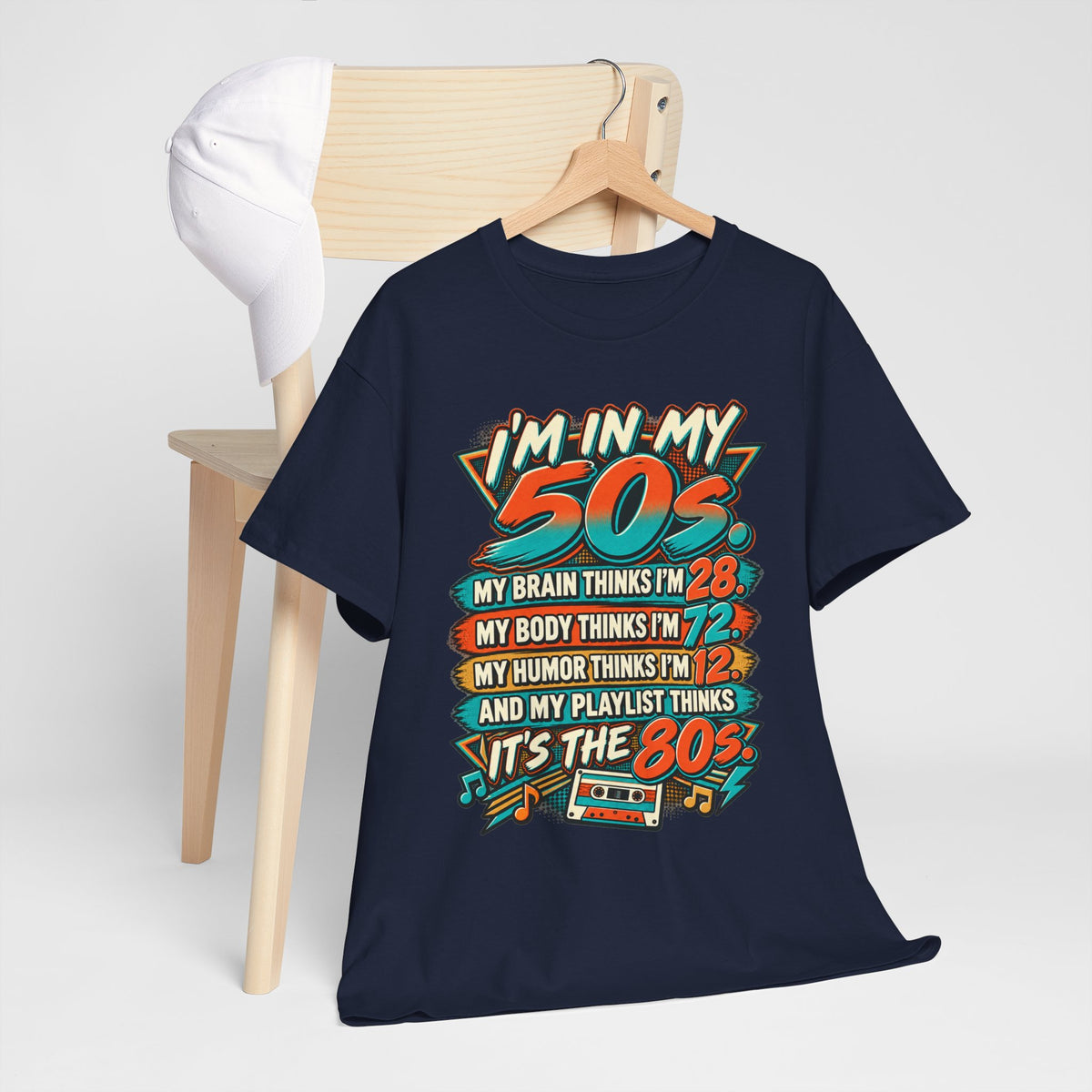 Retro 50s Birthday T‑Shirt — "I'm in My 50s" 80s Playlist Cassette Tee
