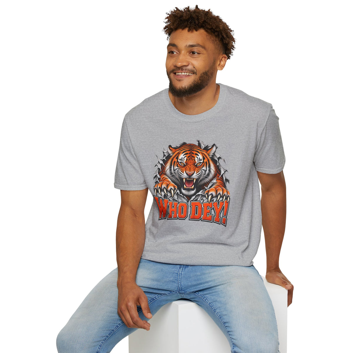 Tiger Graphic T-Shirt — "Who Dey!" Fierce Roaring Design