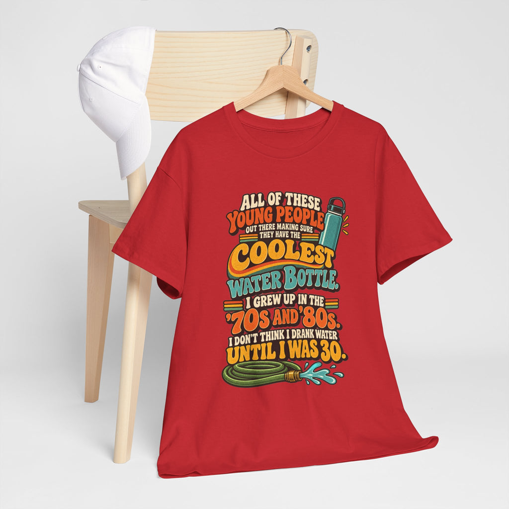 Retro 70s-80s Funny Water Bottle Tee — "Coolest Water Bottle" Graphic T-Shirt