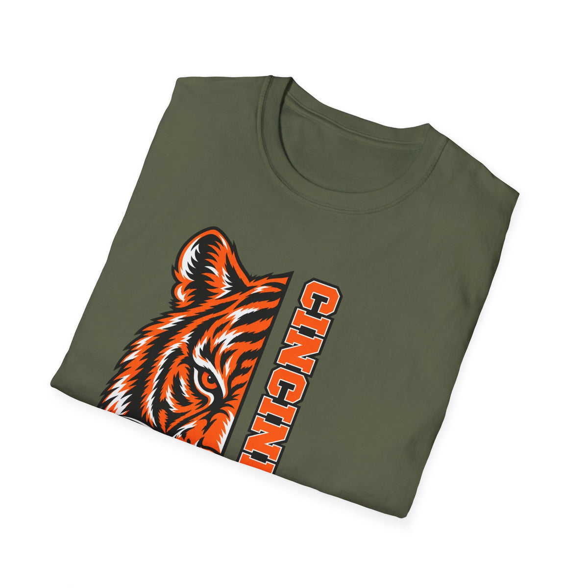 Cincinnati Tiger Head Vertical Graphic T-Shirt