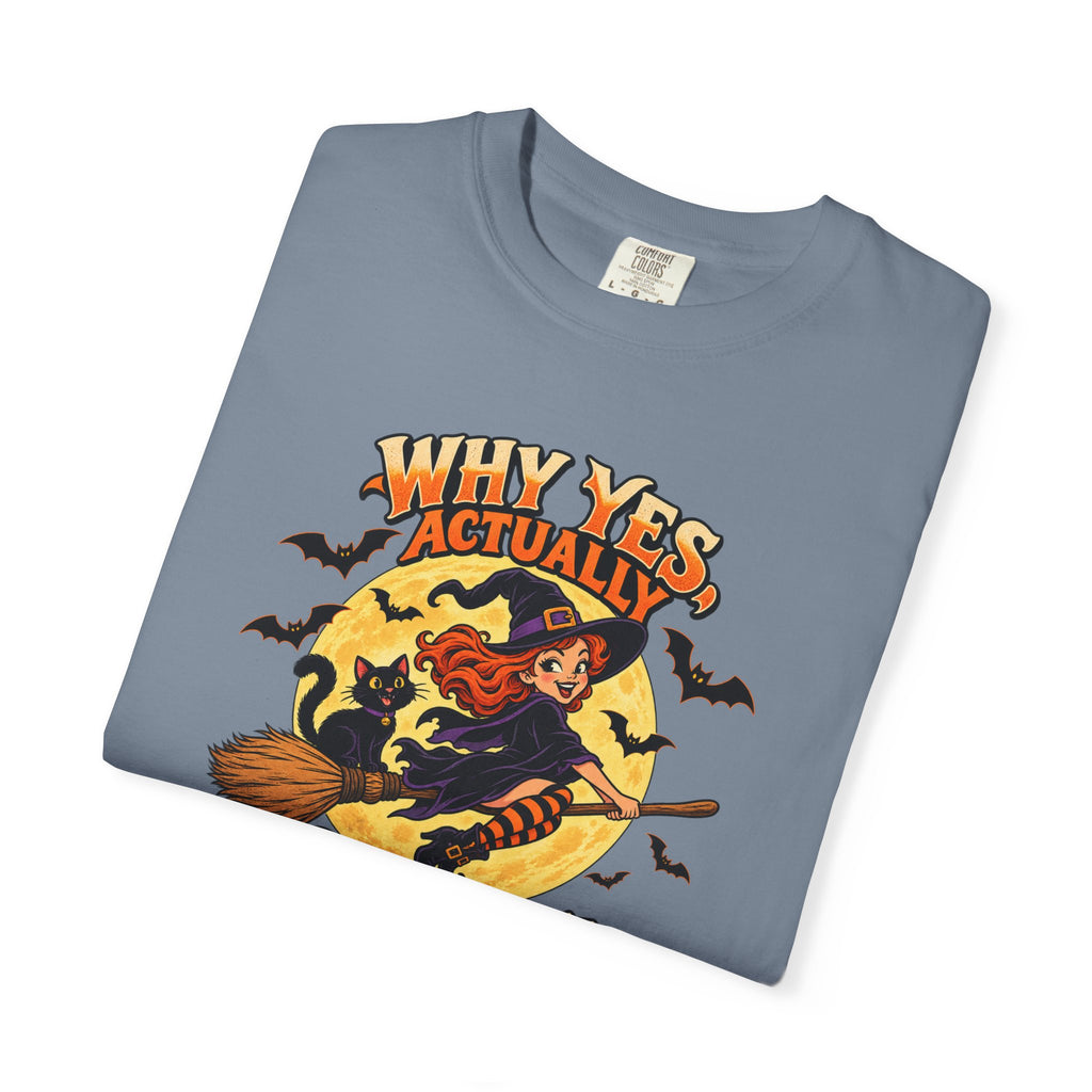 Witch Broom Halloween T-Shirt — "Why Yes Actually I Can Drive A Stick"