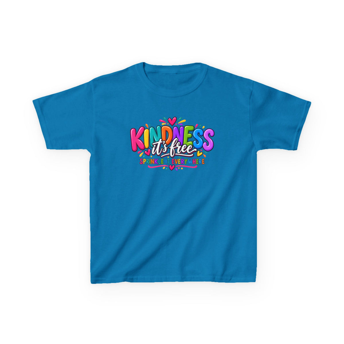 Kids Tee — "Kindness Is Free" Colorful Rainbow Graphic