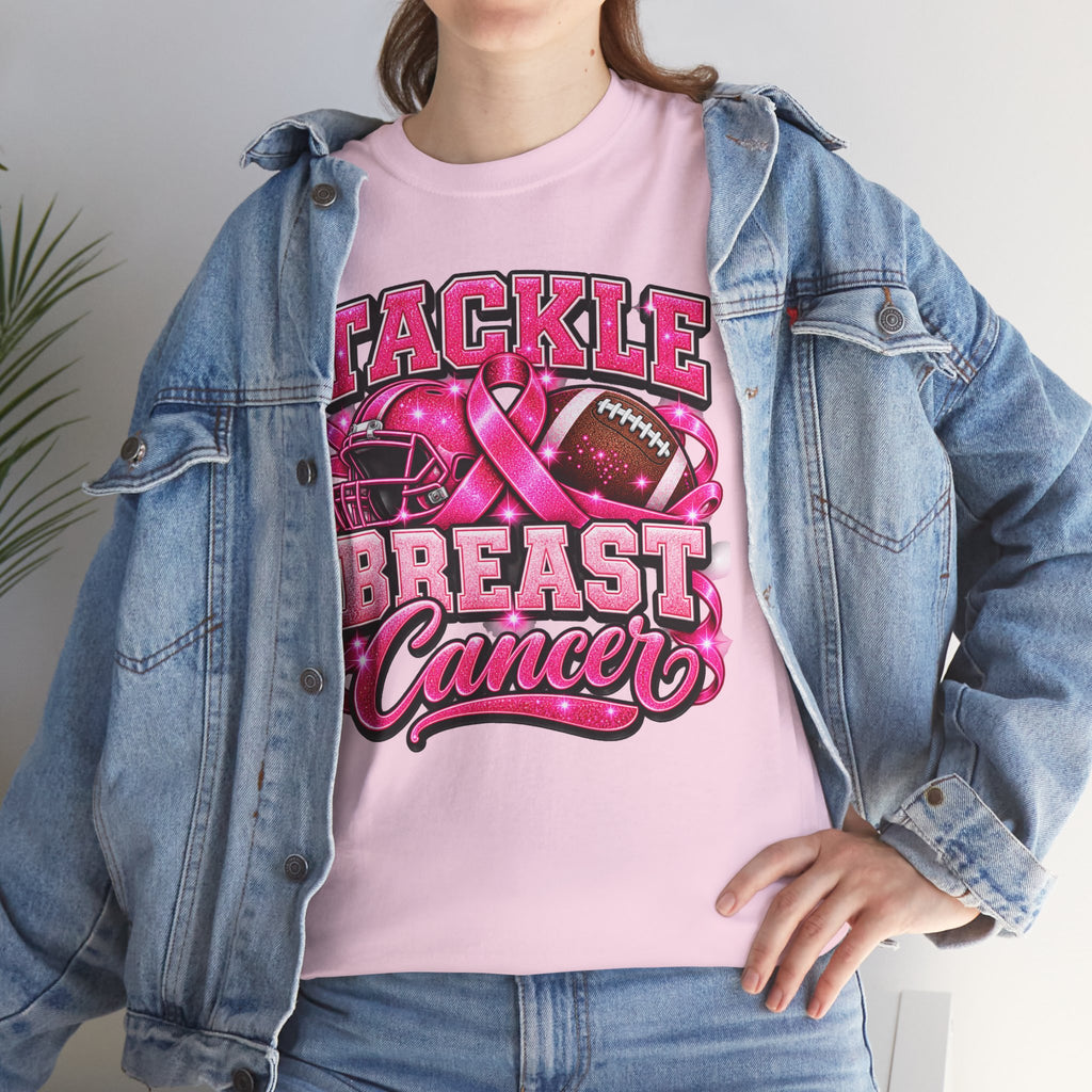 T-Shirt — "Tackle Breast Cancer" Pink Football Awareness Tee