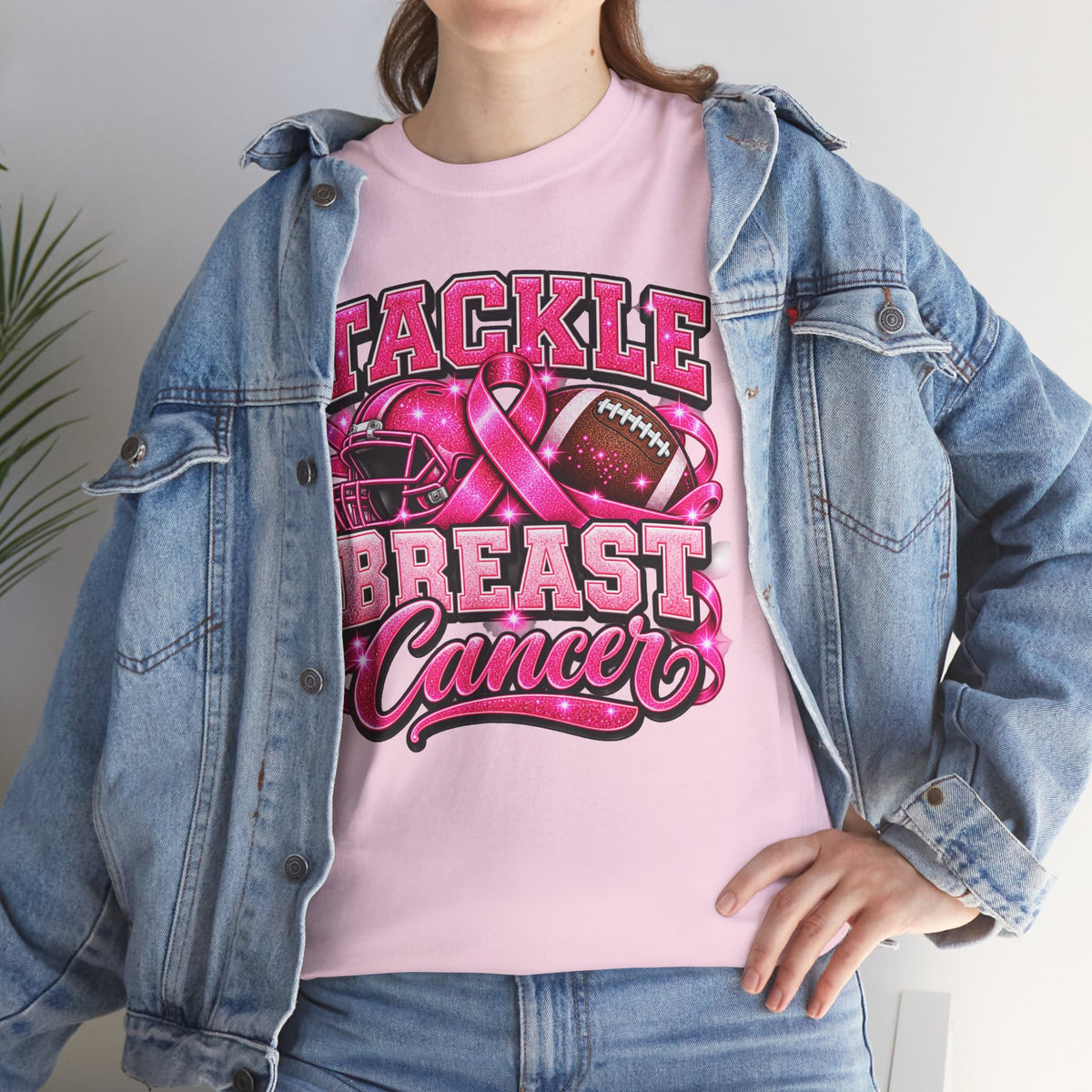 T-Shirt — "Tackle Breast Cancer" Pink Football Awareness Tee