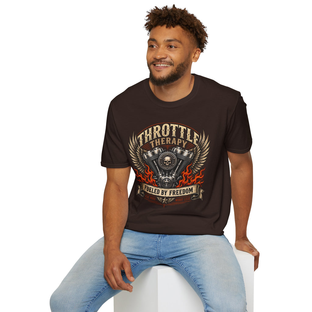 Throttle Therapy Motorcycle T‑Shirt — Fueled by Freedom Riding Tee
