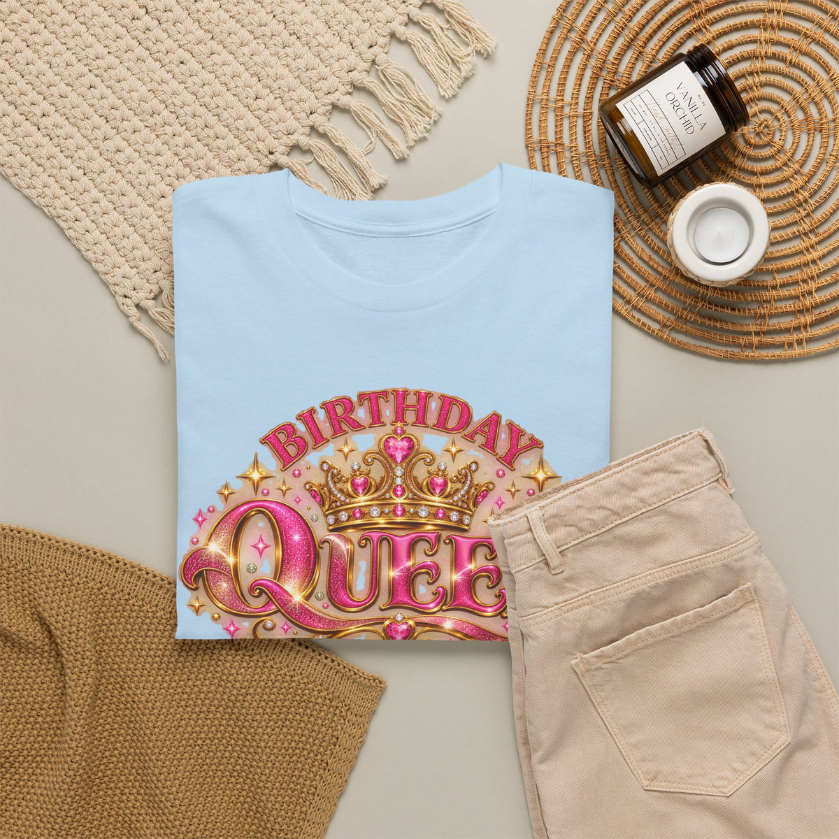Birthday Queen Graphic T-Shirt | Pink & Gold Crown