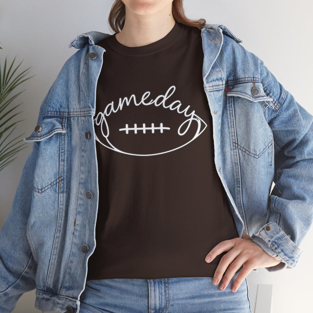 Gameday Football Tee — 'gameday' Script Football Graphic T-Shirt