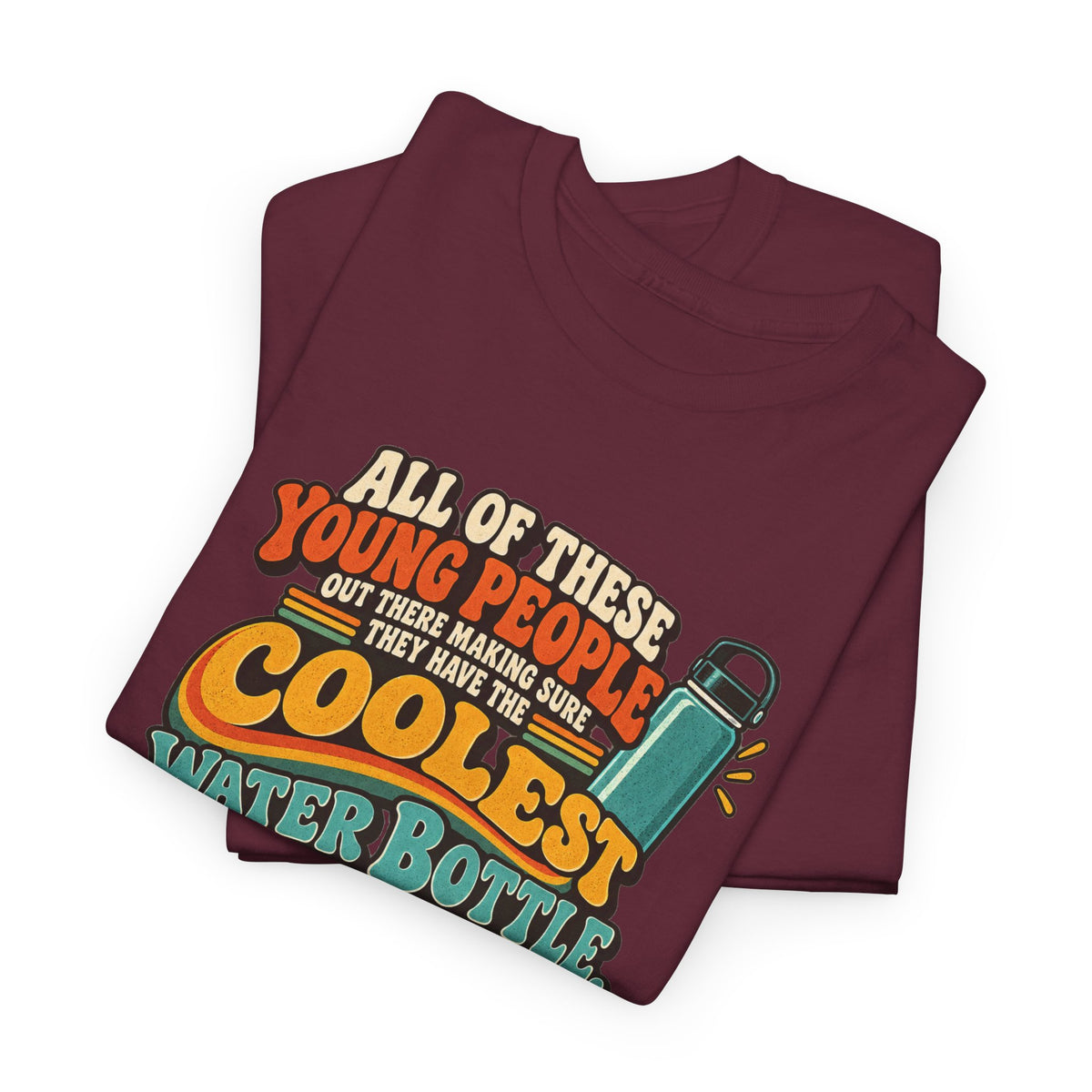 Retro 70s-80s Funny Water Bottle Tee — "Coolest Water Bottle" Graphic T-Shirt
