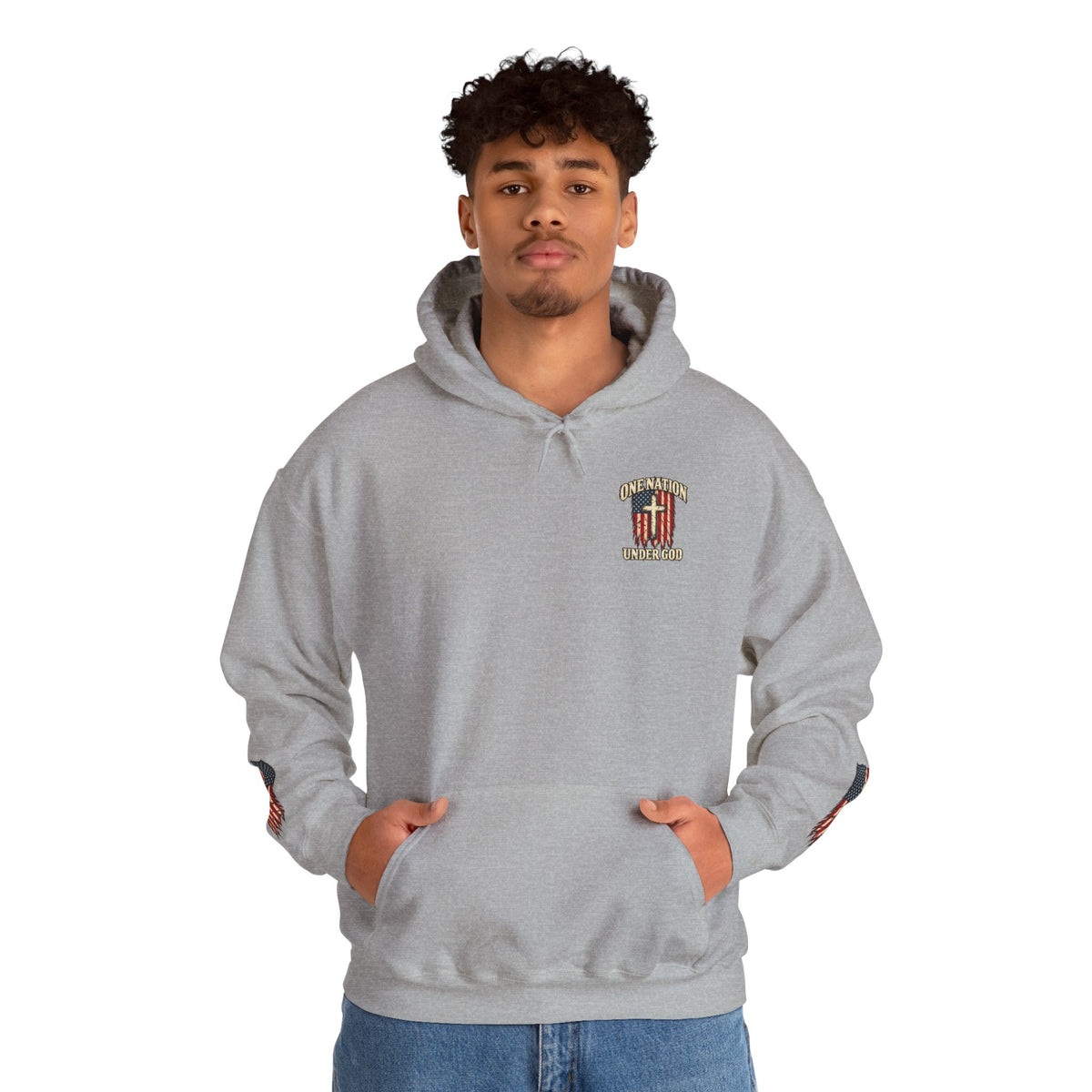 One Nation Under God Patriotic Cross Hoodie