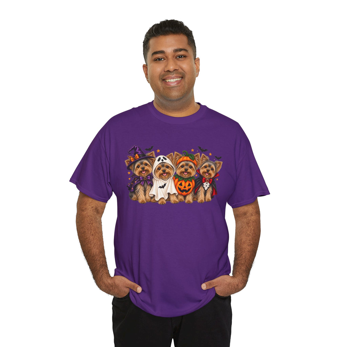 Halloween Yorkie T-Shirt — Cute Yorkies in Costumes (Pumpkin, Ghost, Witch, Vampire)