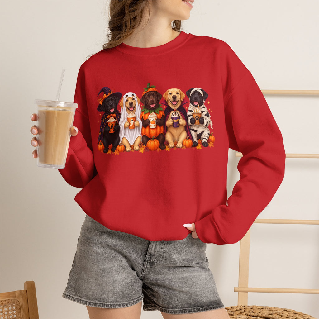 Halloween Dogs Crewneck Sweatshirt — Cute Puppies in Costumes Fall Pullover