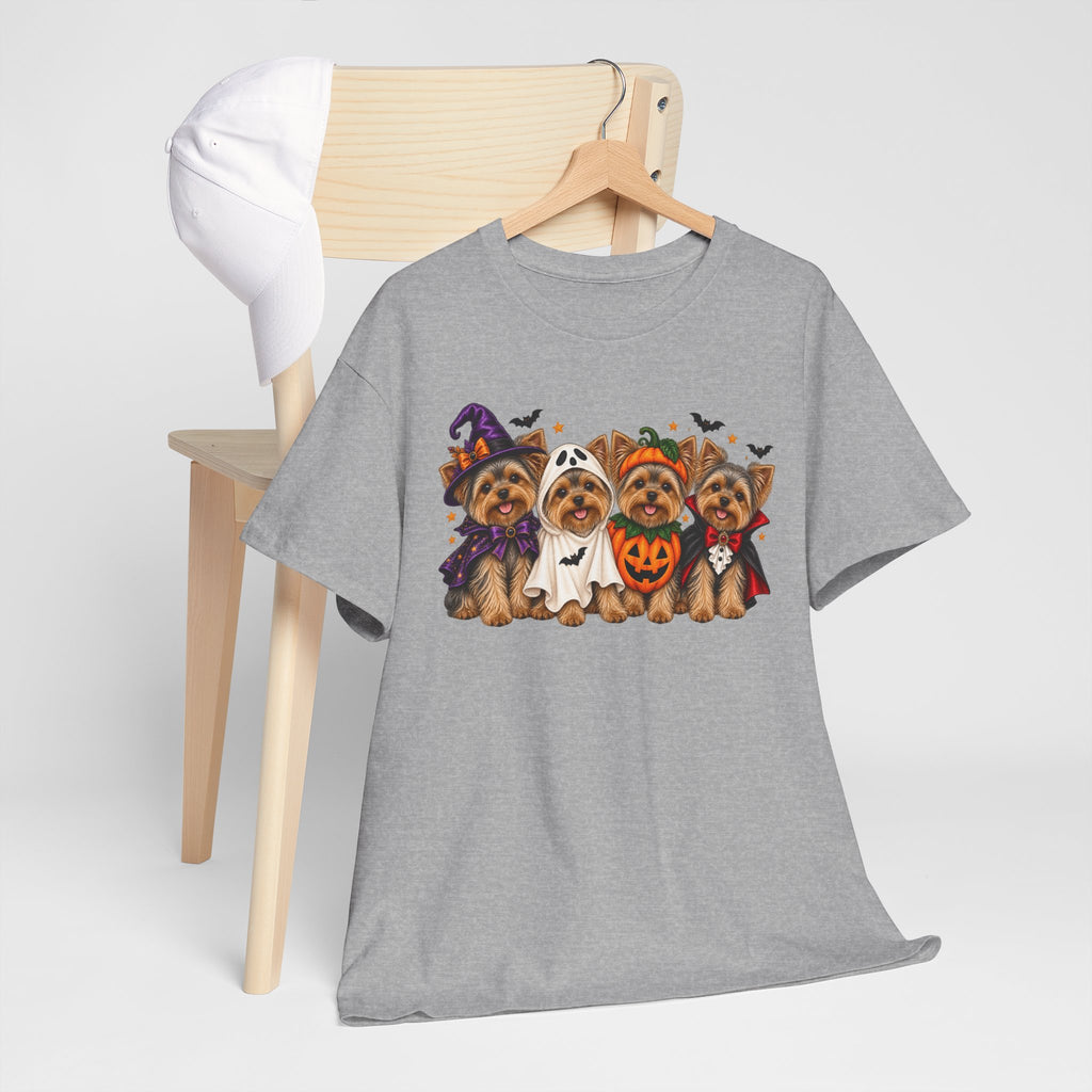 Halloween Yorkie T-Shirt — Cute Yorkies in Costumes (Pumpkin, Ghost, Witch, Vampire)