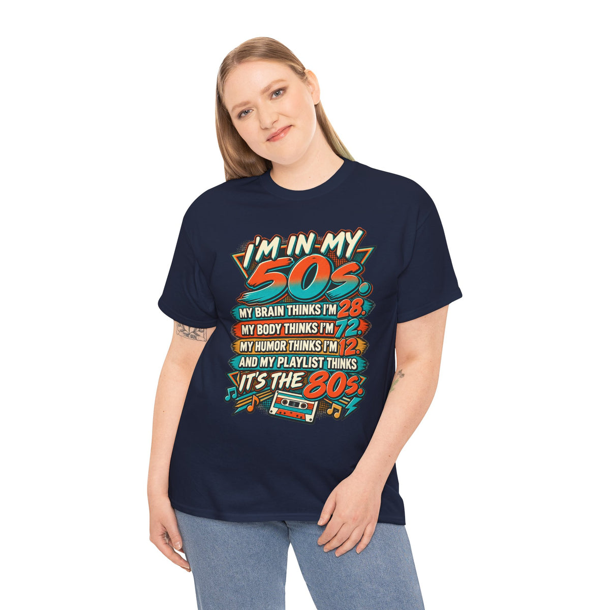 Retro 50s Birthday T‑Shirt — "I'm in My 50s" 80s Playlist Cassette Tee