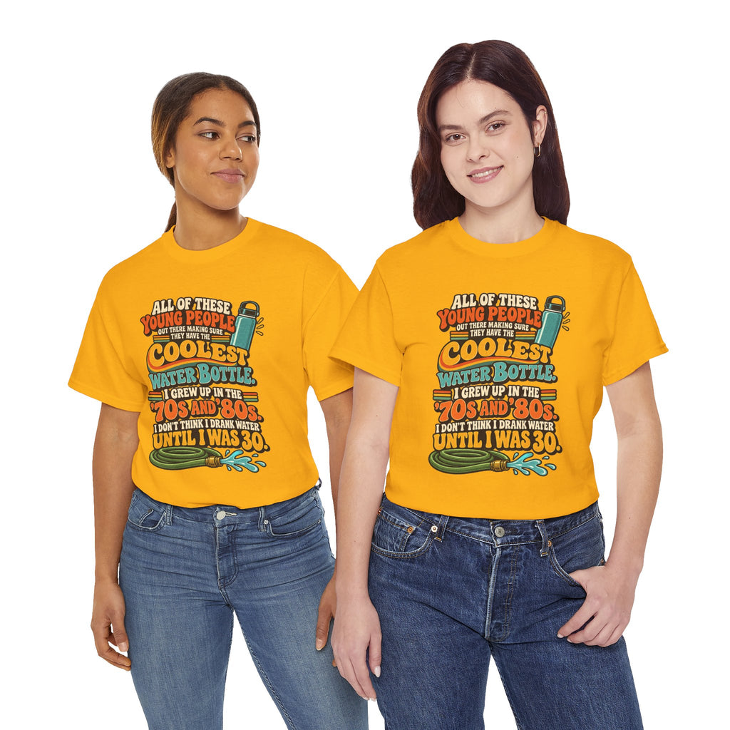 Retro 70s-80s Funny Water Bottle Tee — "Coolest Water Bottle" Graphic T-Shirt