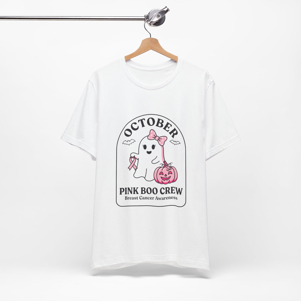 October Pink Boo Crew Tee — Breast Cancer Awareness Ghost T-Shirt