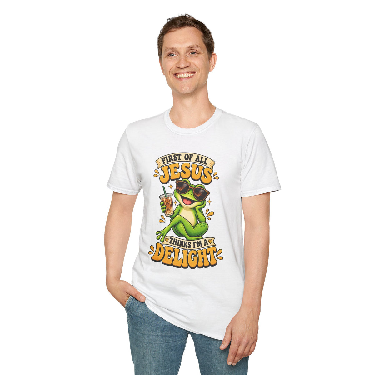 Jesus Frog T-Shirt — "First of All Jesus" Cute Frog Christian Tee