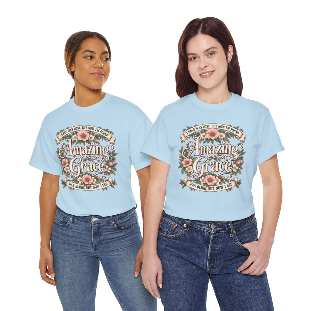 Amazing Grace Floral T-Shirt — Vintage Christian Faith Tee