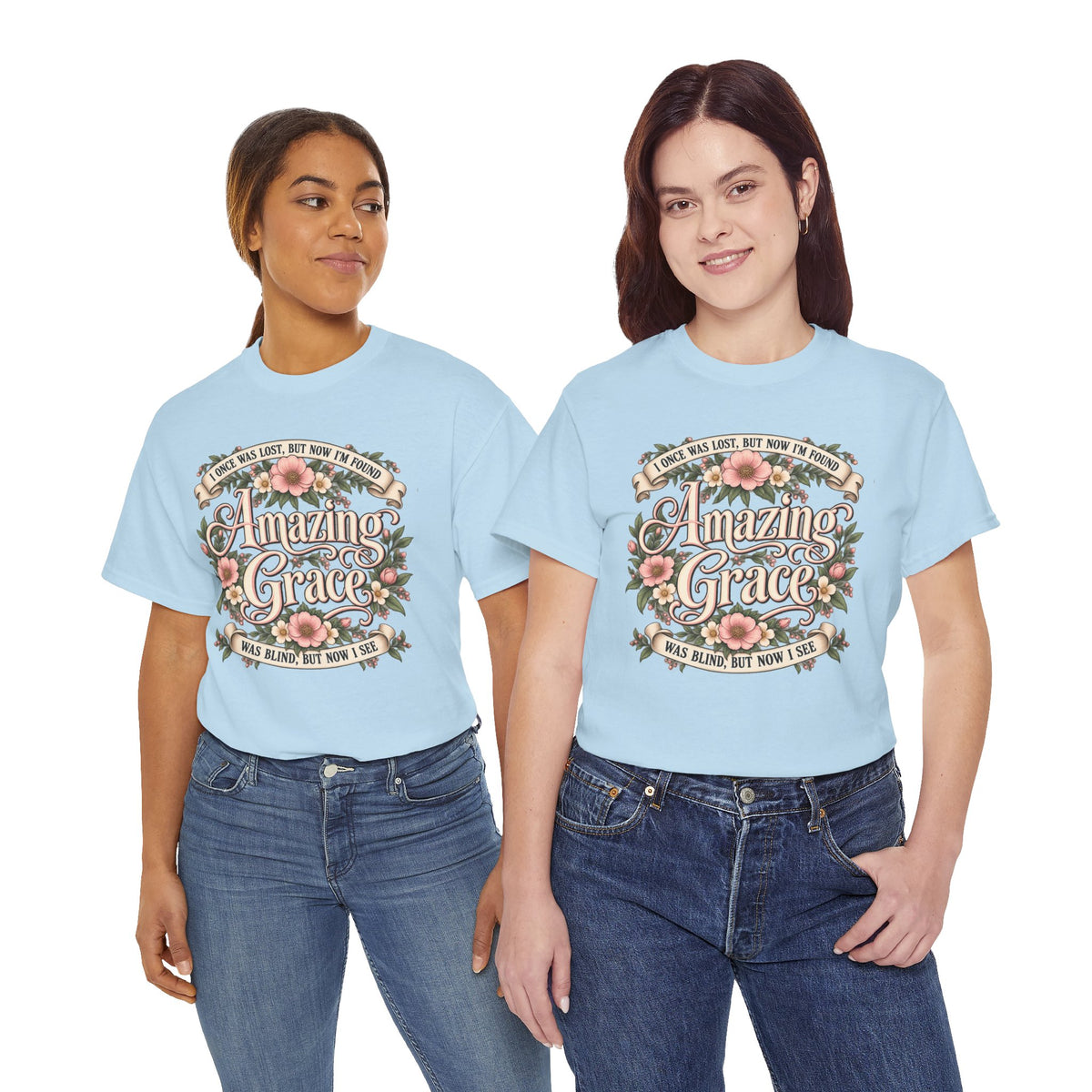 Amazing Grace Floral T-Shirt — Vintage Christian Faith Tee