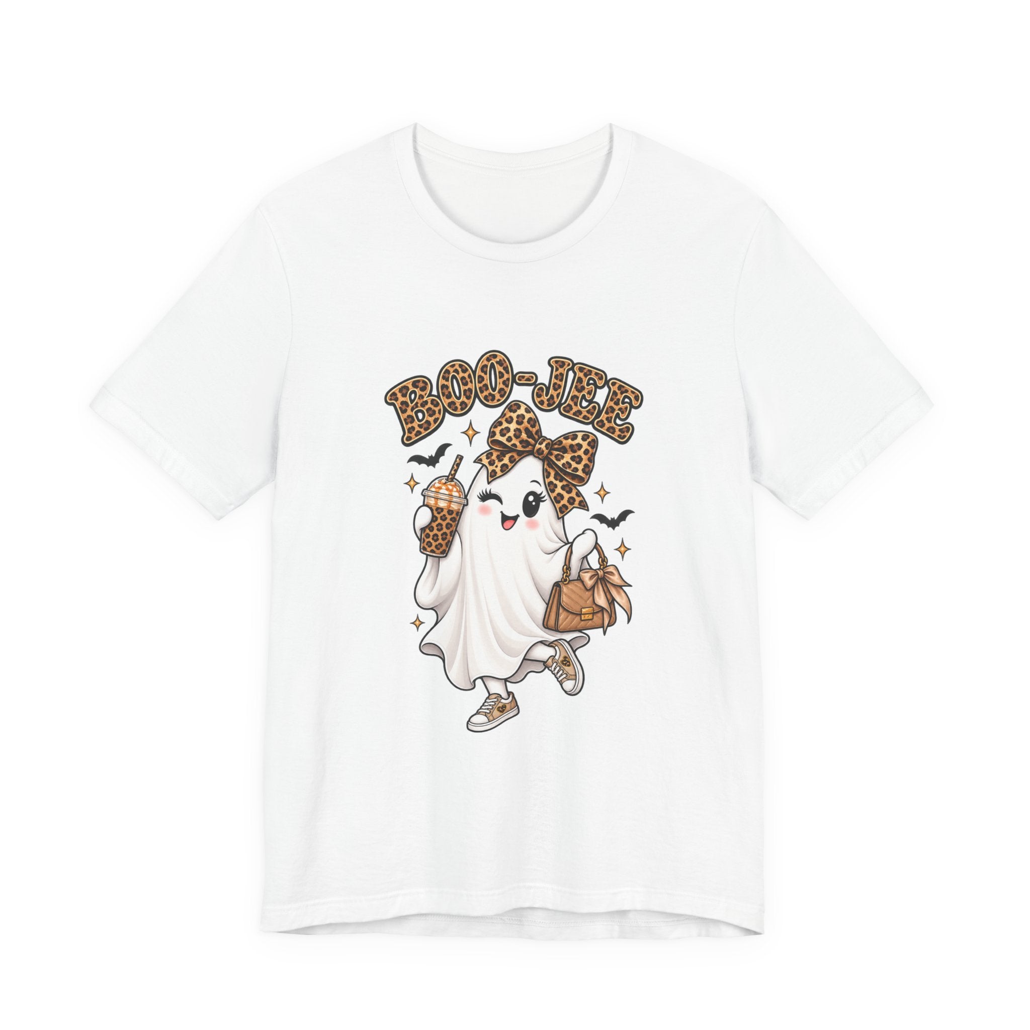 Cute Halloween T-Shirt – Leopard Ghost Graphic Tee | Funny Boo Shirt for Women