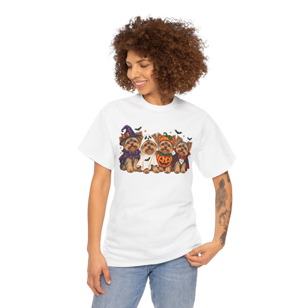 Halloween Yorkie T-Shirt — Cute Yorkies in Costumes (Pumpkin, Ghost, Witch, Vampire)