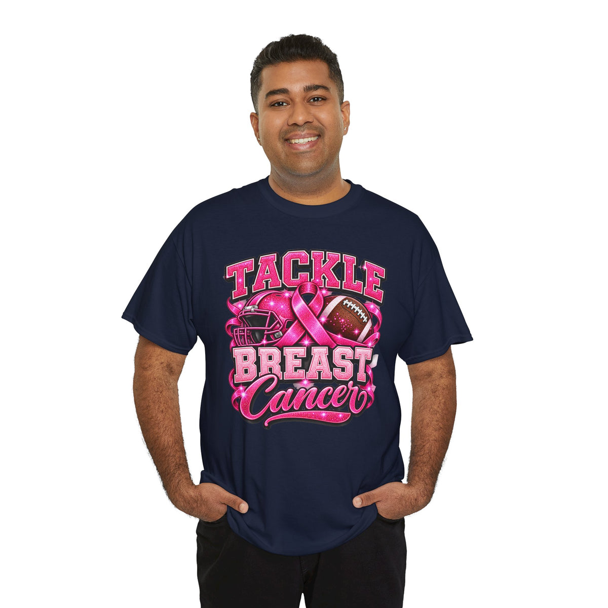 T-Shirt — "Tackle Breast Cancer" Pink Football Awareness Tee