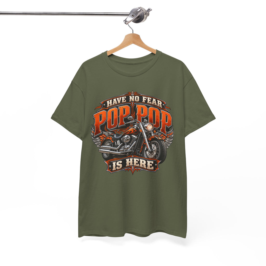 Pop Pop Is Here Motorcycle Dad T-Shirt