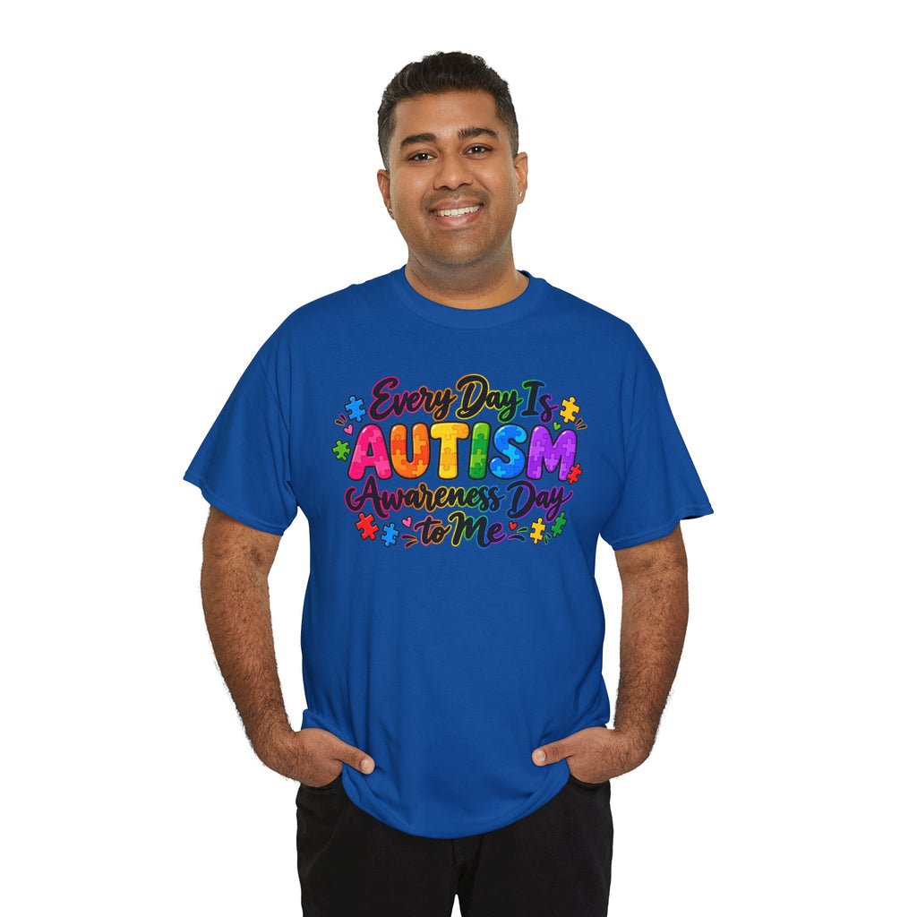 Autism Awareness T-Shirt — "Every Day Is Autism Awareness Day to Me" Colorful Puzzle Tee