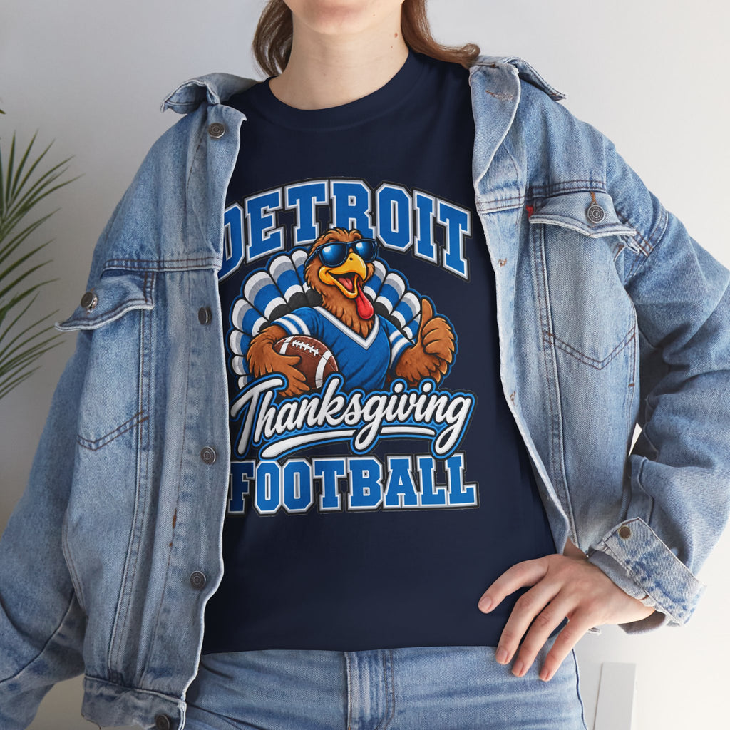 Detroit Thanksgiving Football Tee — Turkey Mascot Game Day Shirt