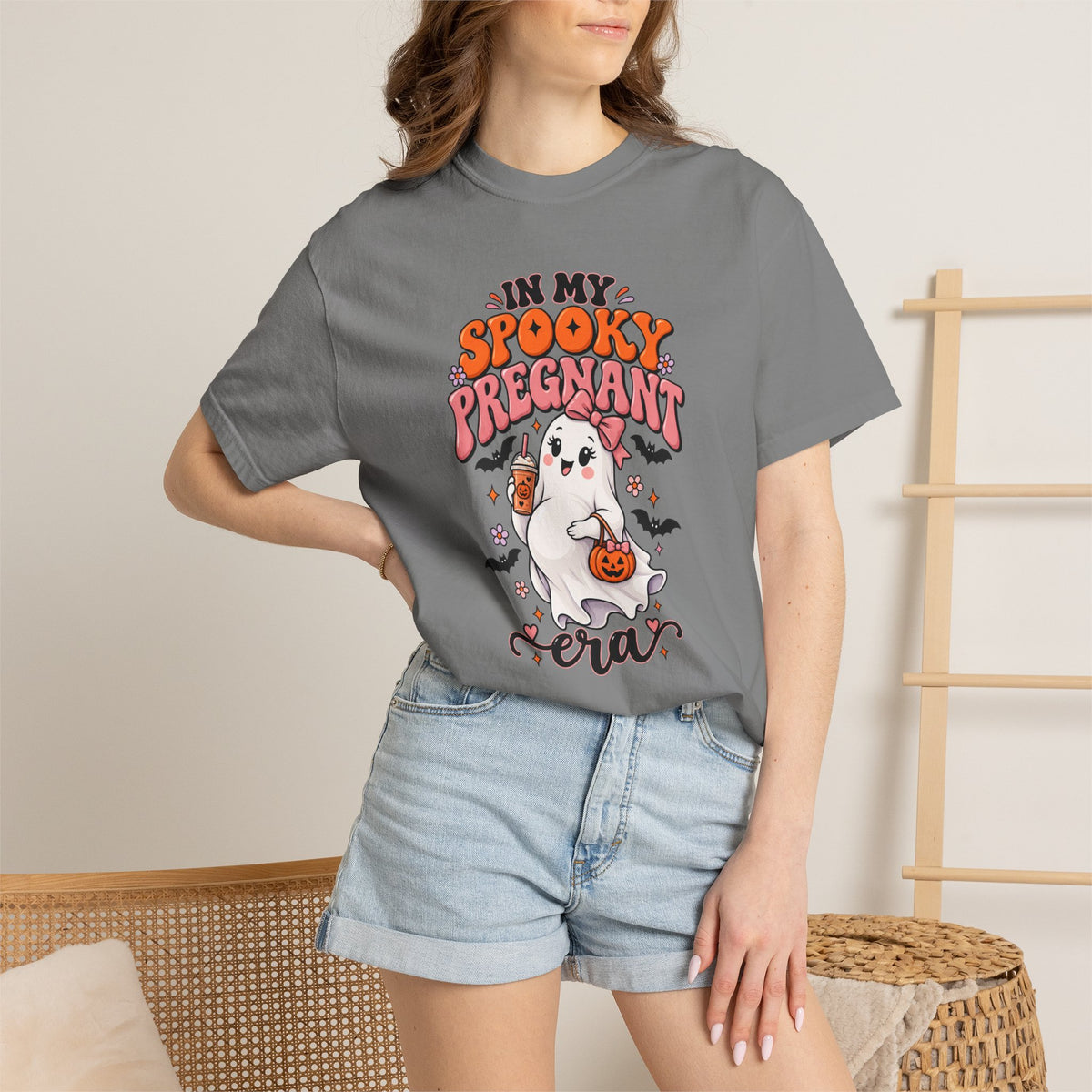 Pregnant Halloween T-Shirt — "In My Spooky Pregnant Era" Cute Ghost Maternity Tee