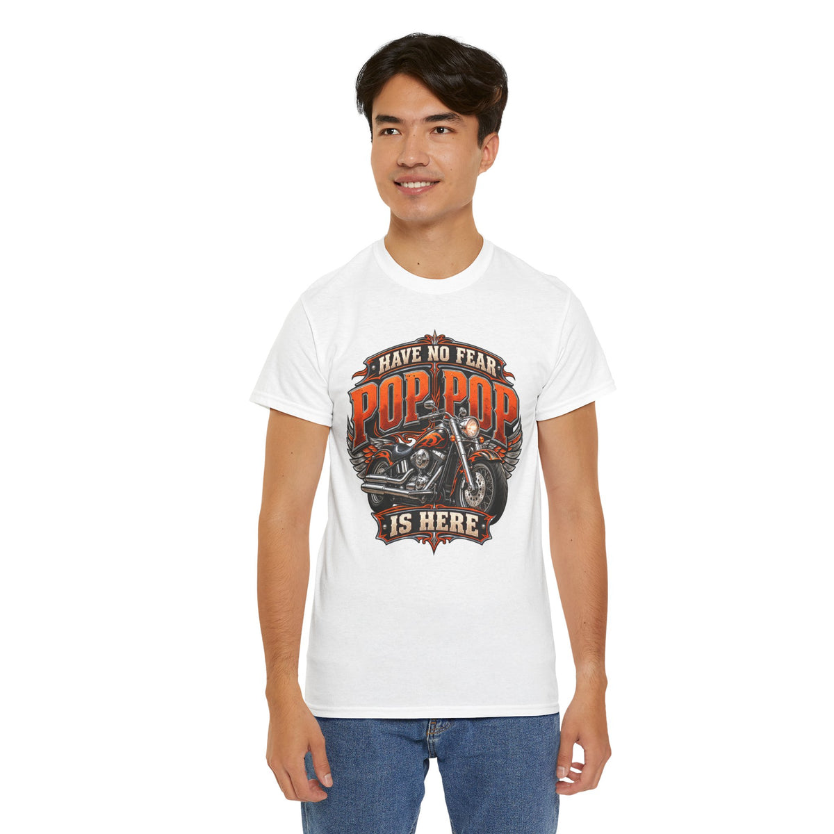Pop Pop Is Here Motorcycle Dad T-Shirt