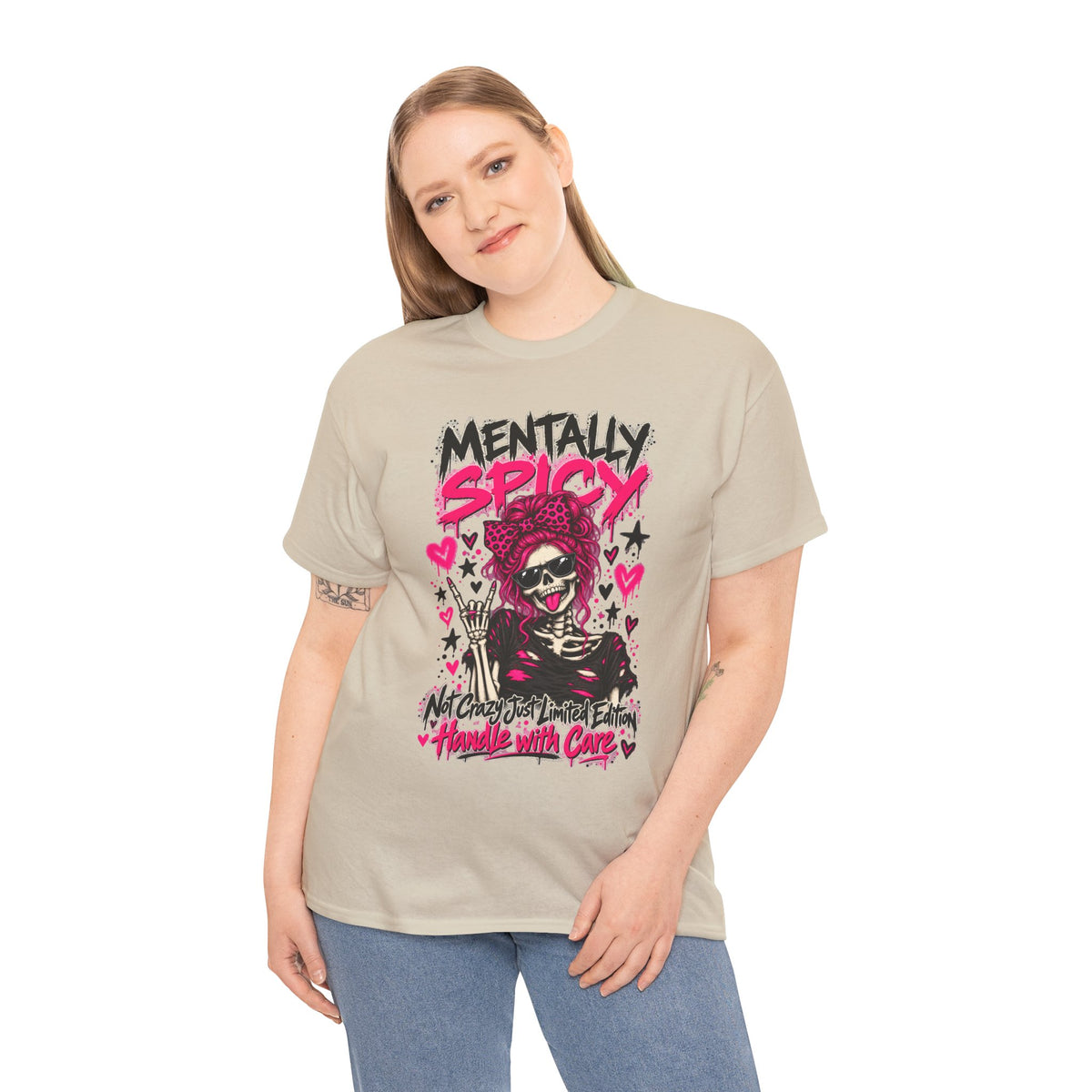 Mentally Spicy Skeleton Graphic T-Shirt