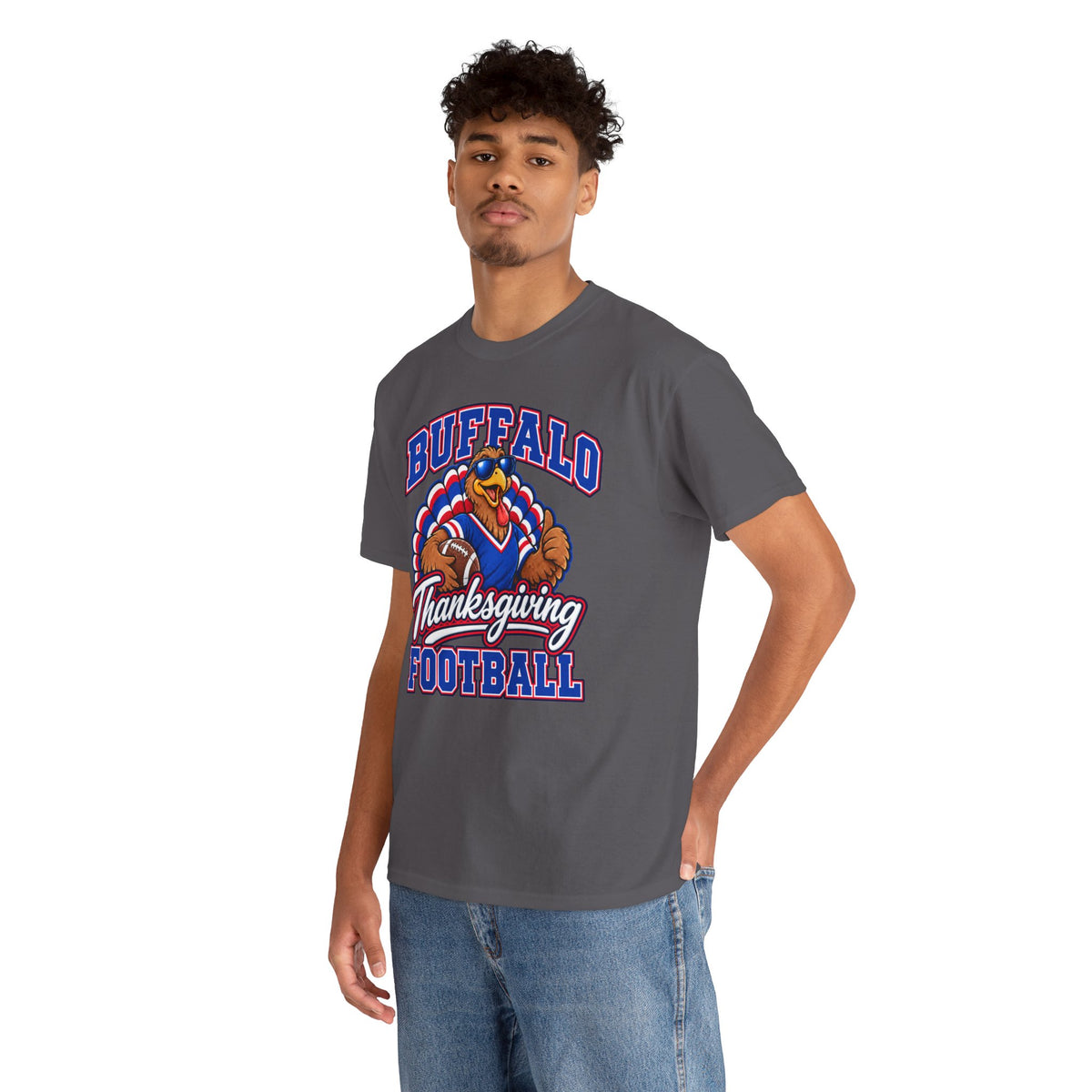 Buffalo Thanksgiving Football T-Shirt — Turkey Mascot Game Day Tee