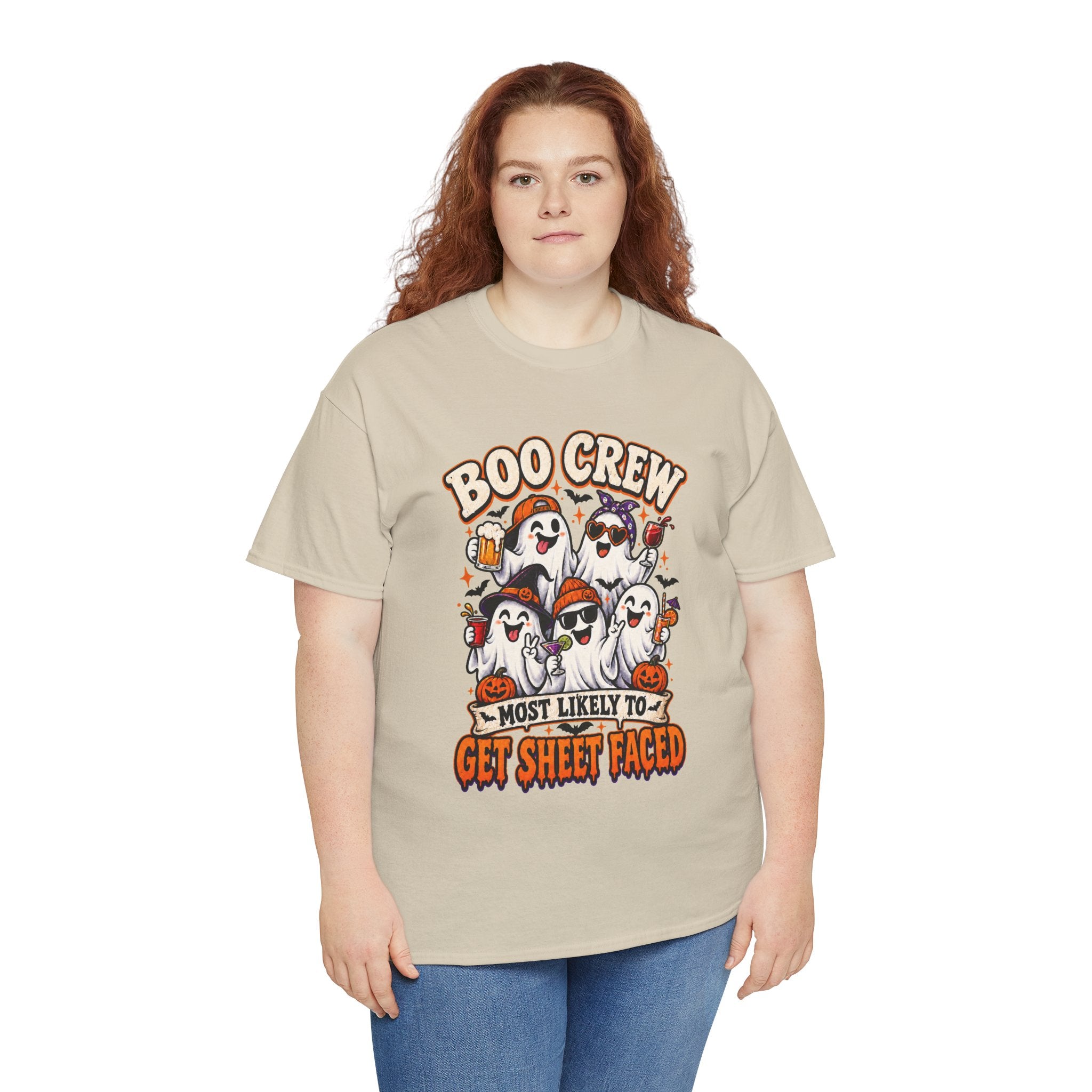 Boo Crew Halloween T-Shirt — “Most Likely to Get Sheet Faced” Funny Ghost Party Tee