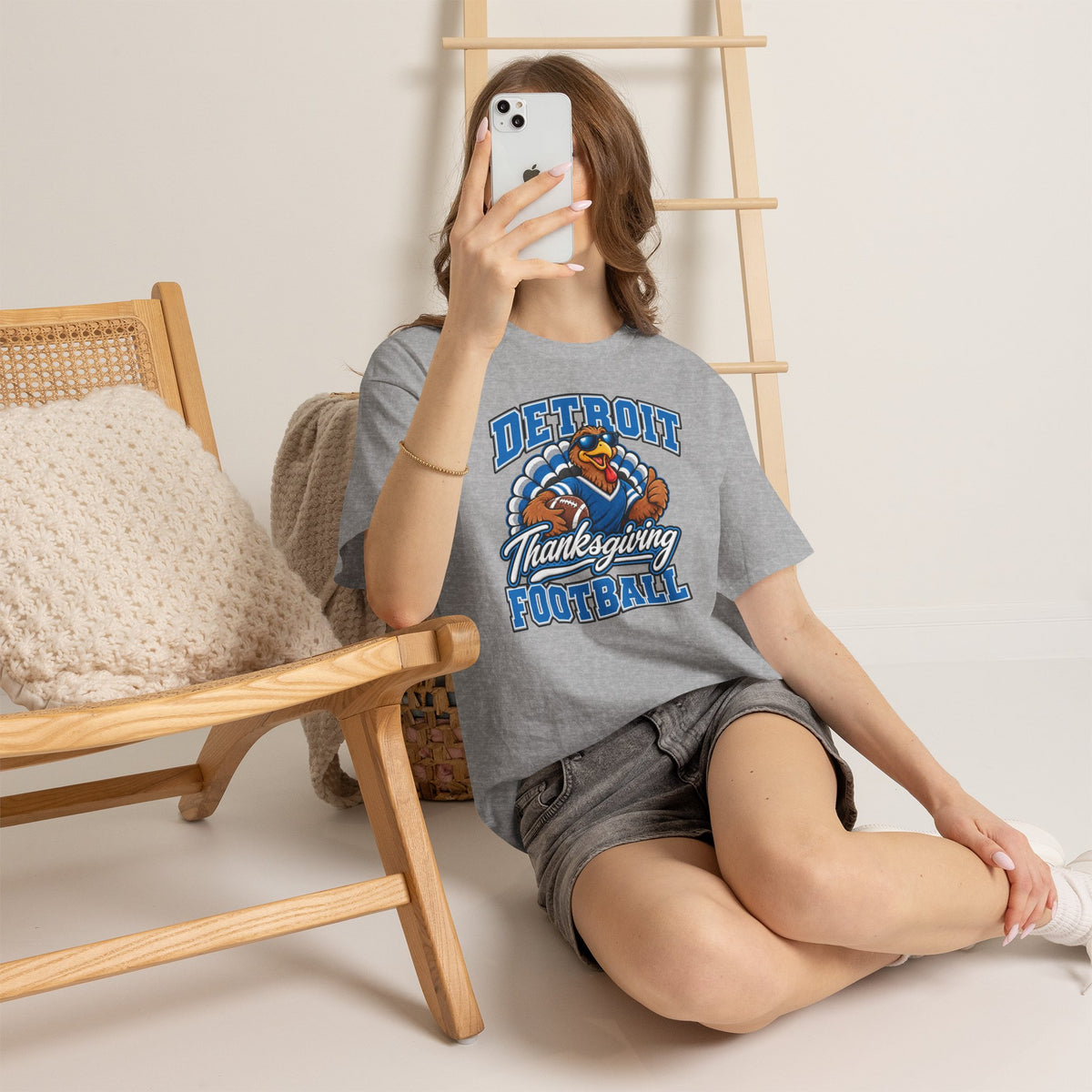 Detroit Thanksgiving Football Tee — Turkey Mascot Game Day Shirt
