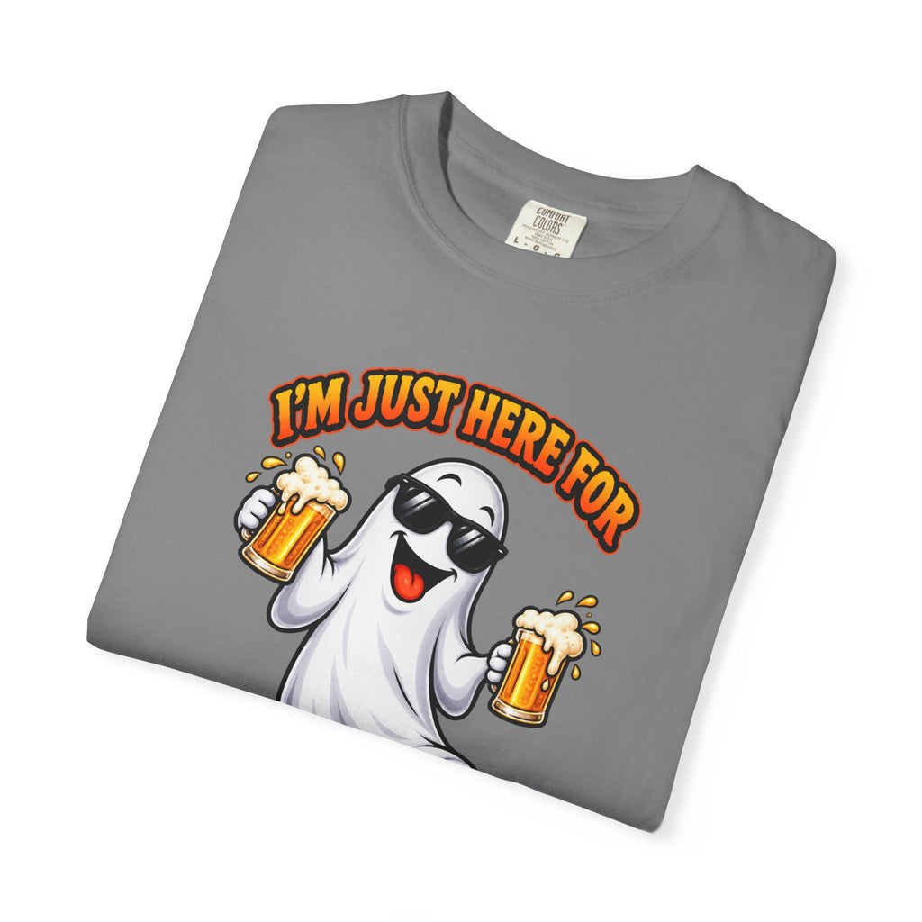 Halloween Beer Ghost T-Shirt - "I'm Just Here For The Boos" Party Tee