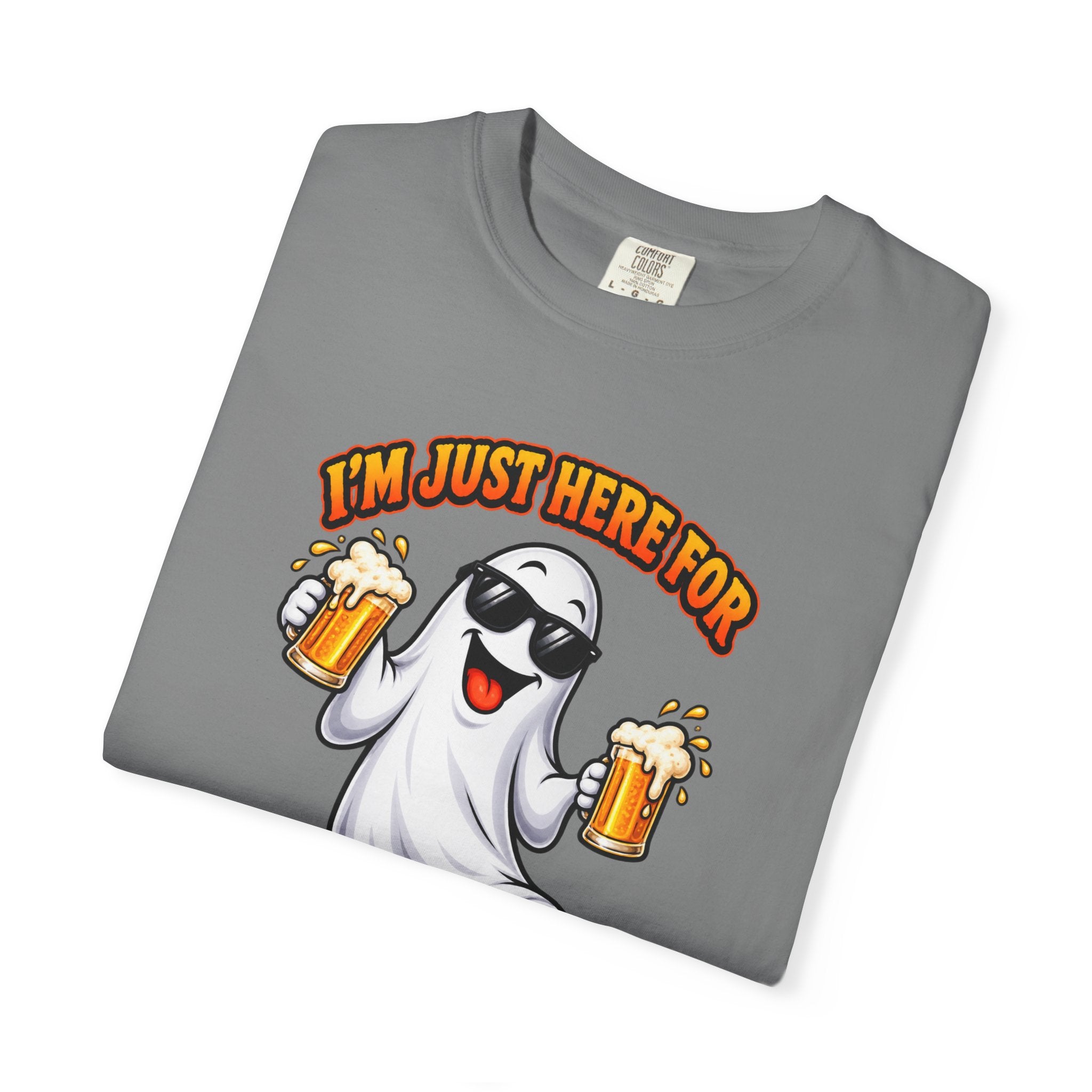 Halloween Beer Ghost T-Shirt - "I'm Just Here For The Boos" Party Tee