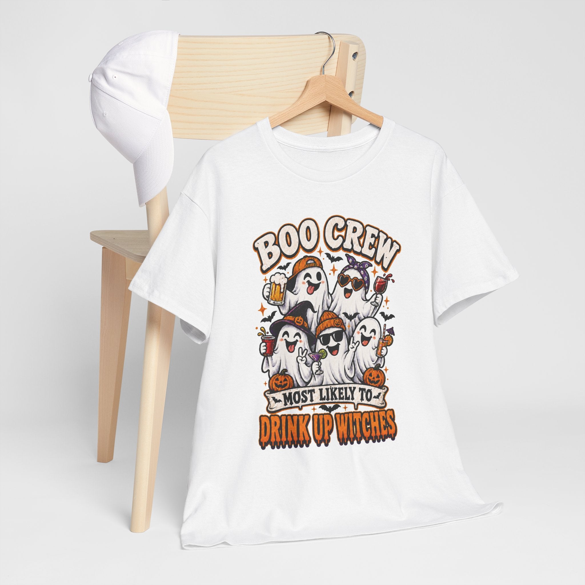 Boo Crew Halloween Tee — "Most Likely to Drink Up Witches" Ghost Party Shirt