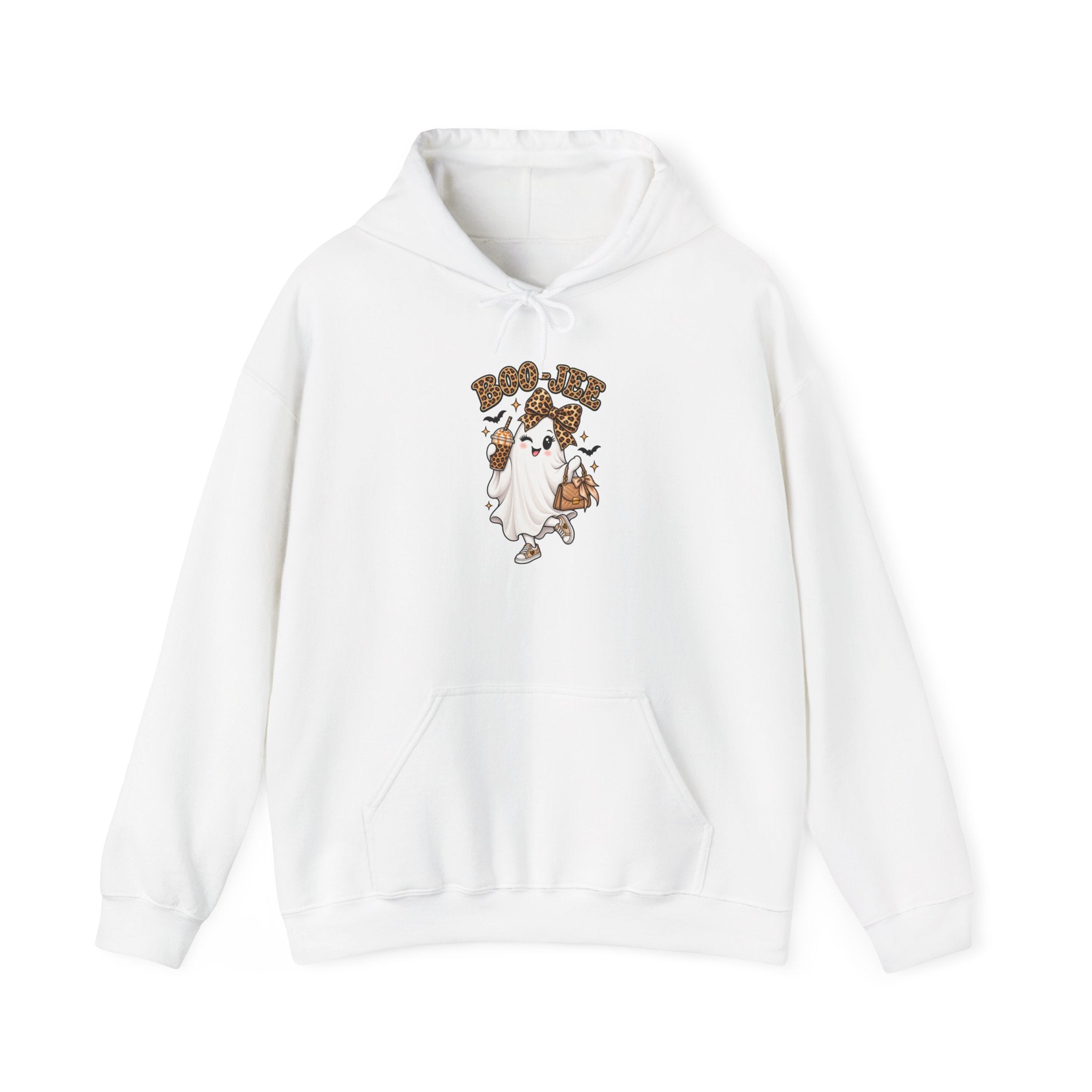 Halloween Ghost Hoodie – Cute Leopard Bow Pumpkin Sweatshirt | Spooky Gift for Women