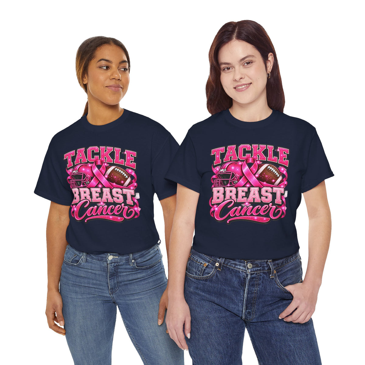 T-Shirt — "Tackle Breast Cancer" Pink Football Awareness Tee
