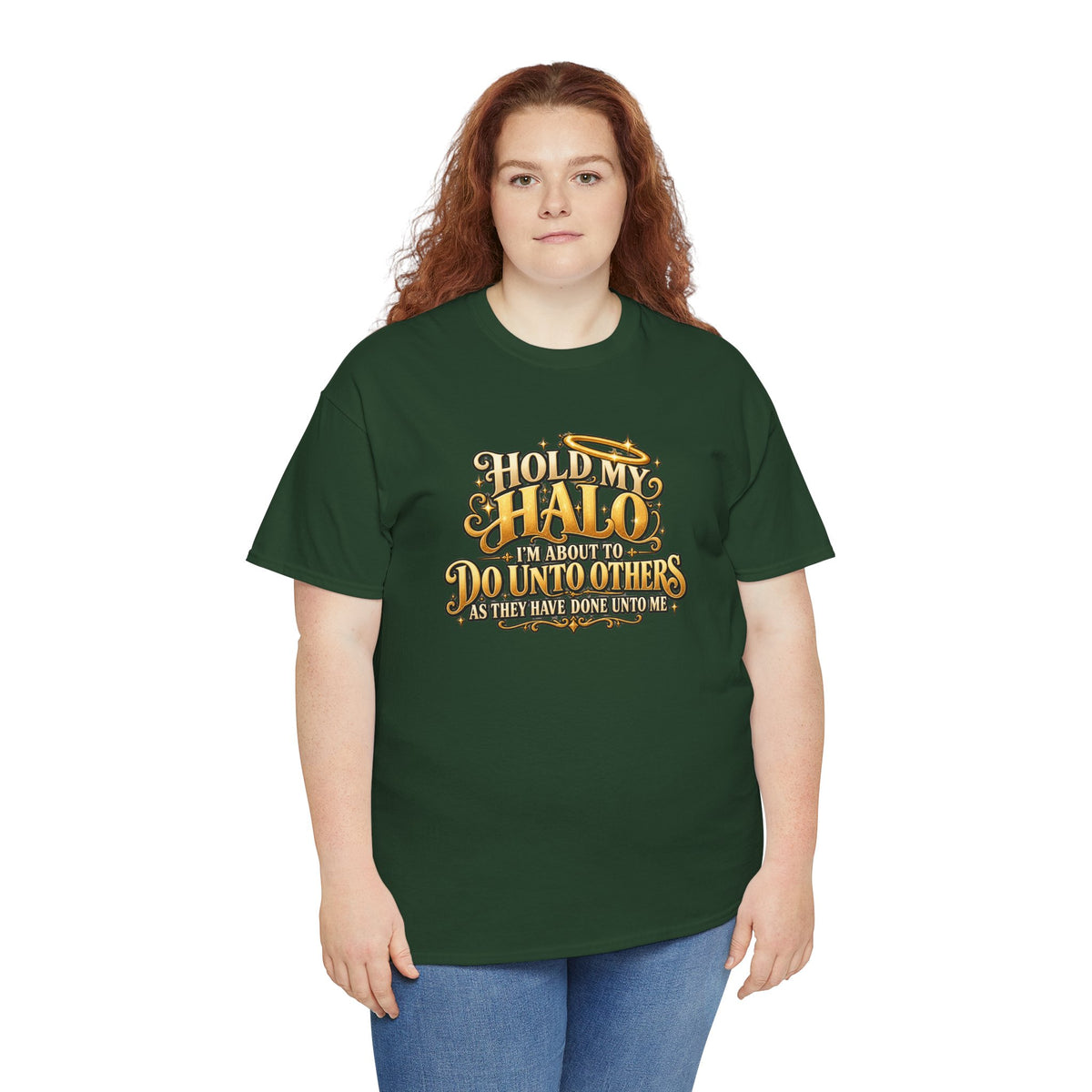T-Shirt — "Hold My Halo I'm About To Do Unto Others" Vintage Faith Graphic Tee