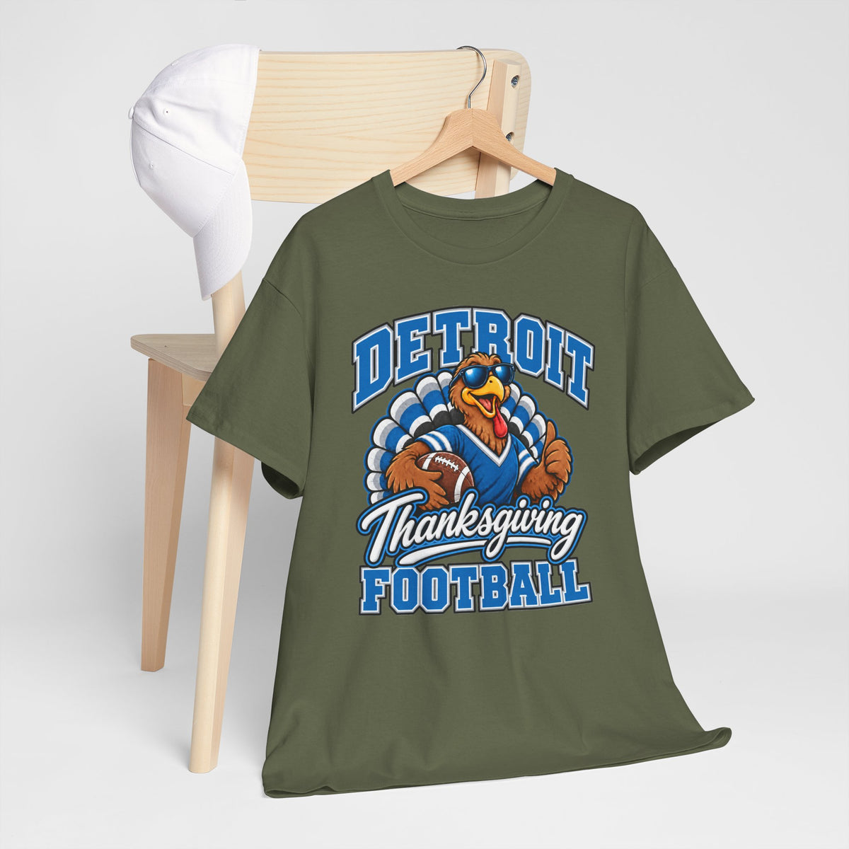 Detroit Thanksgiving Football Tee — Turkey Mascot Game Day Shirt