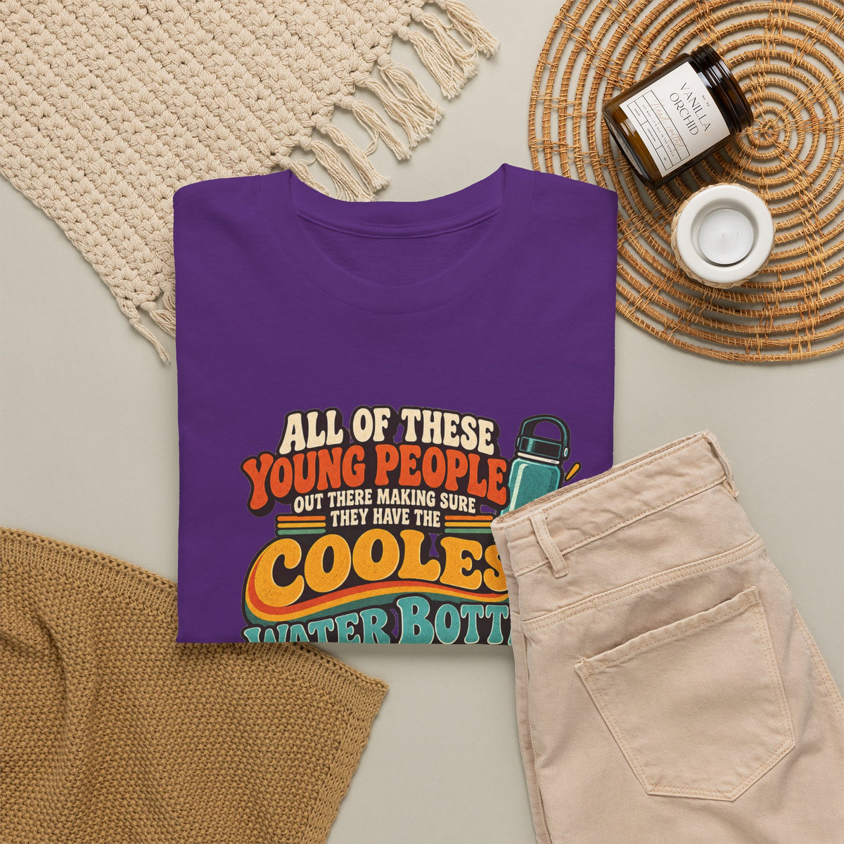 Retro 70s-80s Funny Water Bottle Tee — "Coolest Water Bottle" Graphic T-Shirt