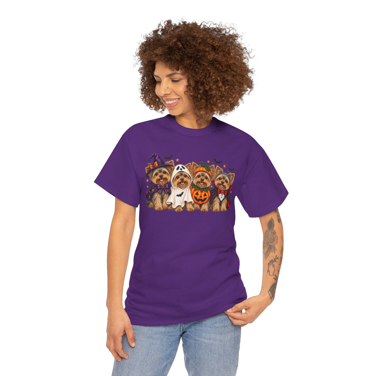 Halloween Yorkie T-Shirt — Cute Yorkies in Costumes (Pumpkin, Ghost, Witch, Vampire)