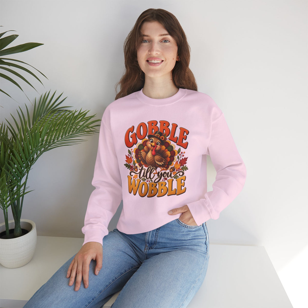 Thanksgiving Turkey 'Gobble Till You Wobble' Crewneck Sweatshirt