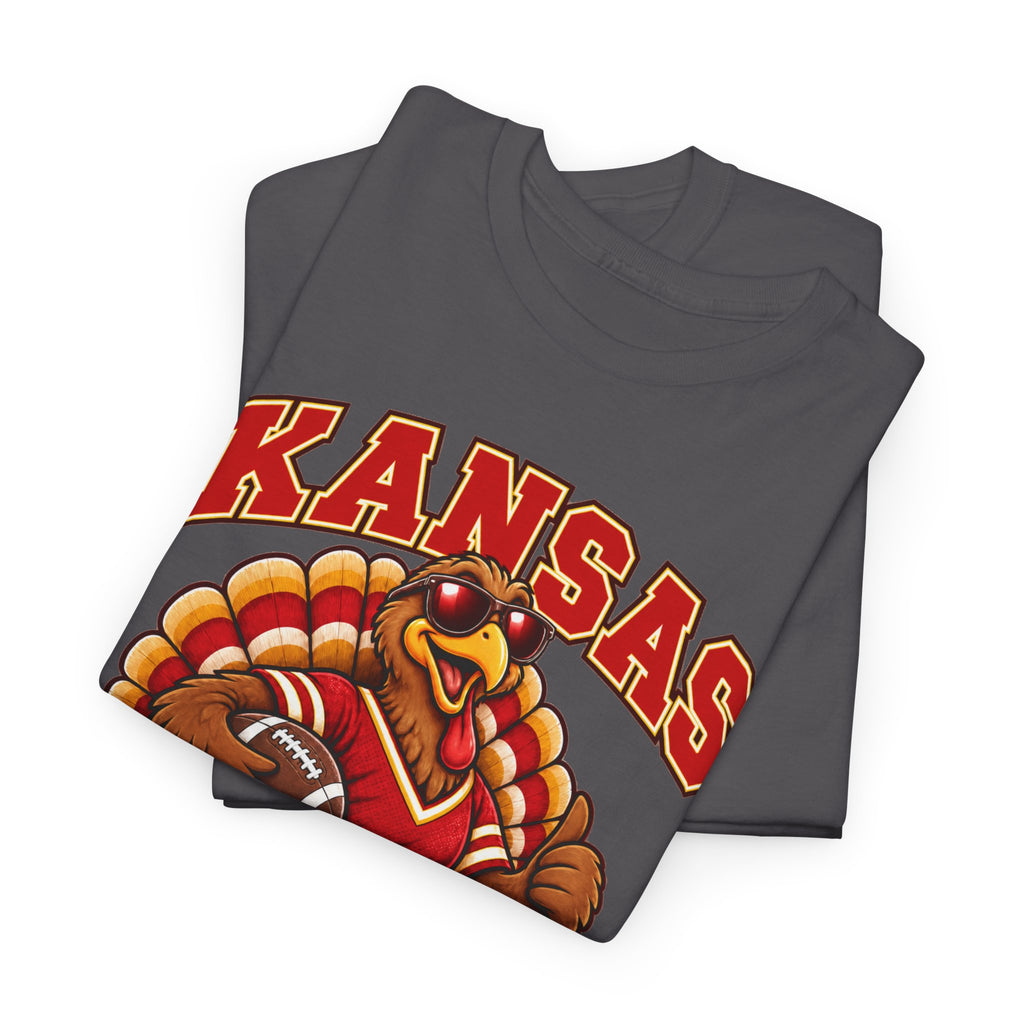 Kansas Thanksgiving Football T‑Shirt — Turkey Mascot Holiday Game Tee
