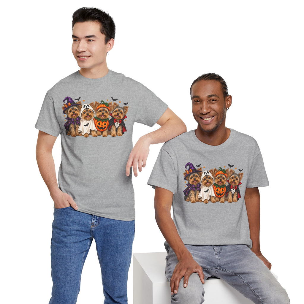 Halloween Yorkie T-Shirt — Cute Yorkies in Costumes (Pumpkin, Ghost, Witch, Vampire)