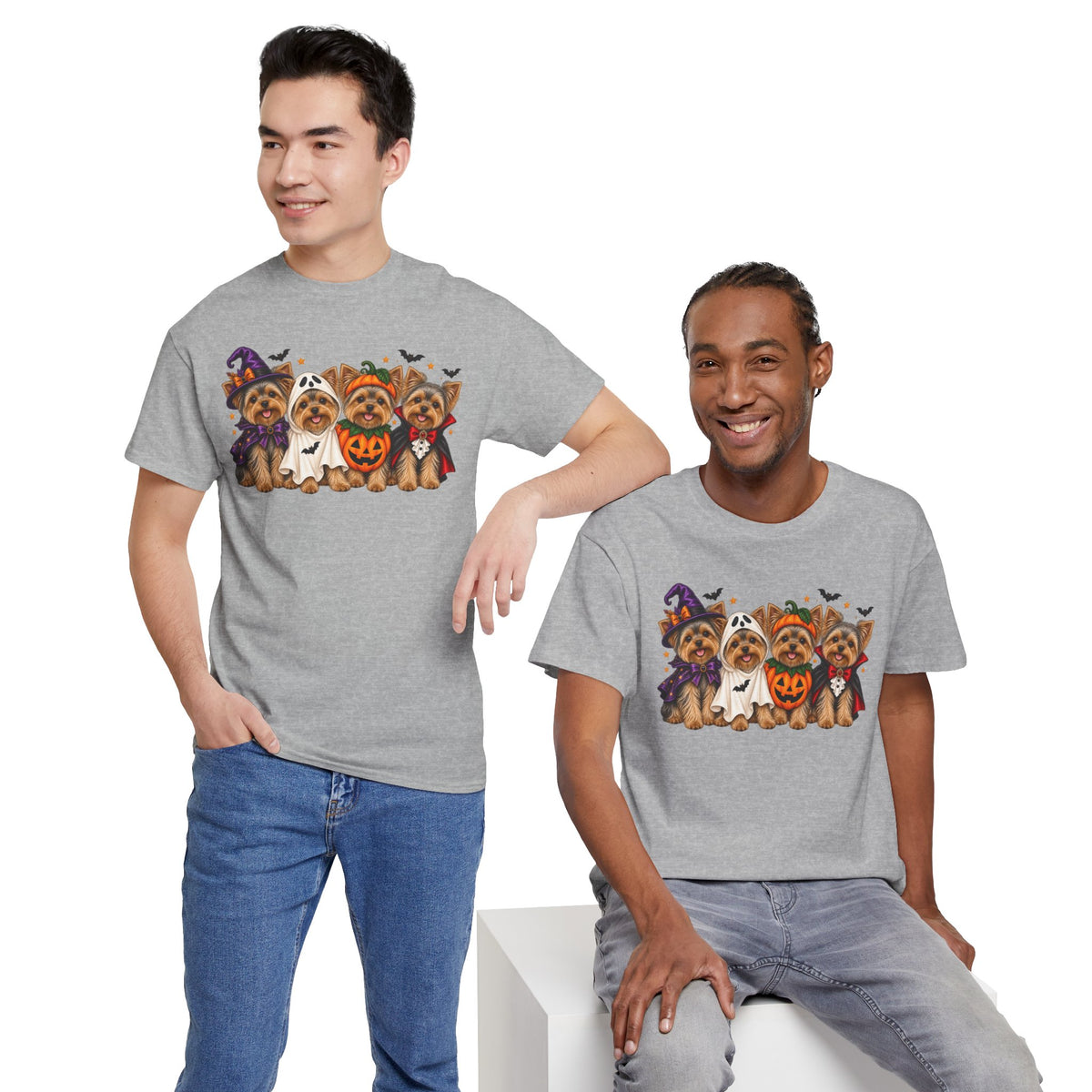 Halloween Yorkie T-Shirt — Cute Yorkies in Costumes (Pumpkin, Ghost, Witch, Vampire)
